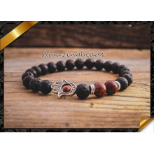 Neue Produkte Großhandel schwarze Lava Stein Perlen natürlichen Stein Armband (CB046)